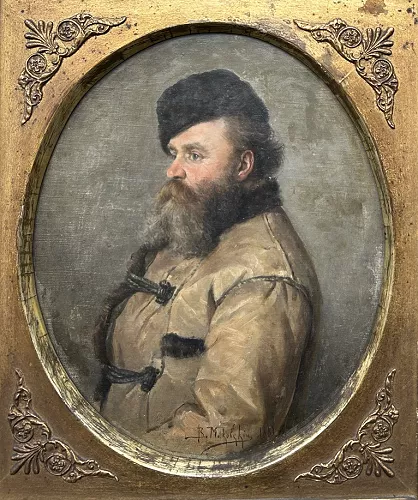 Portrait d'homme russe au vêtement de fourrure 